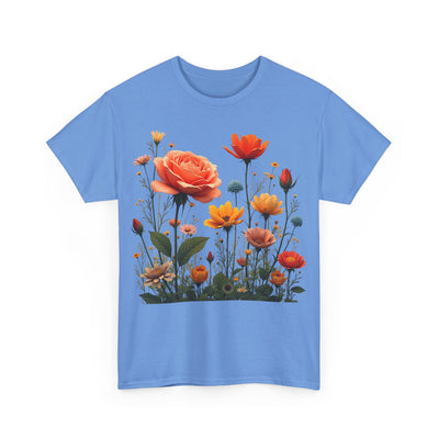 Wildflowers and Orange Roses, Graphic T-Shirts for Women, Floral Shirt, Womens Short Sleeve, Ladies Graphic Tees #5044TTS