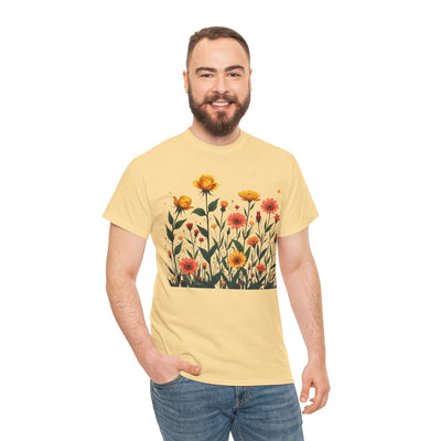 Wildflowers and Yellow Roses, Graphic T-Shirts for Women, Floral Shirt, Womens Short Sleeve, Ladies Graphic Tees #5026TTS