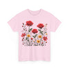 Wildflowers and Red Roses, Graphic T-Shirts for Women, Floral Shirt, Womens Short Sleeve, Ladies Graphic Tees #5034TTS