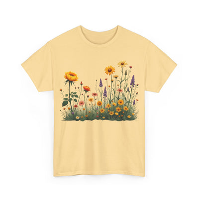 Wildflowers and Yellow Roses, Graphic T-Shirts for Women, Floral Shirt, Womens Short Sleeve, Ladies Graphic Tees #5028TTS
