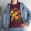 Wildflowers and Pink & Yellow Roses, Graphic T-Shirts for Women, Floral Shirt, Womens Short Sleeve, Ladies Graphic Tees #5137TTS