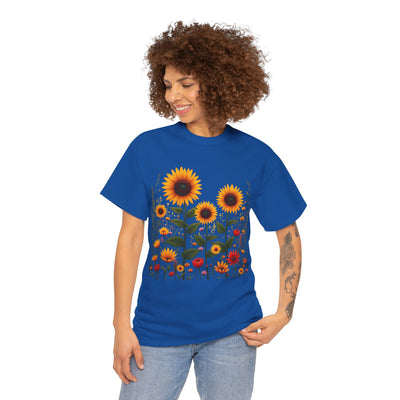 Sunflowers & Wildflowers, Graphic T-Shirts for Women, Floral Shirt, Womens Short Sleeve, Ladies Graphic Tees #5154TTS