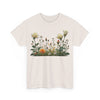 Wildflowers and White Roses, Graphic T-Shirts for Women, Floral Shirt, Womens Short Sleeve, Ladies Graphic Tees #5039TTS