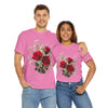 Wildflowers and Red Roses, Graphic T-Shirts for Women, Floral Shirt, Womens Short Sleeve, Ladies Graphic Tees #5127TTS