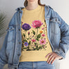Wildflowers and Pink/Violet Roses, Graphic T-Shirts for Women, Floral Shirt, Womens Short Sleeve, Ladies Graphic Tees #5101TTS