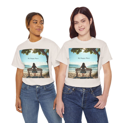 My Happy Place, Woman on Bench, Looking at Waves,Safe Place T-Shirt, Finding My Happy Place Top, Ocean Waves,#5003STS