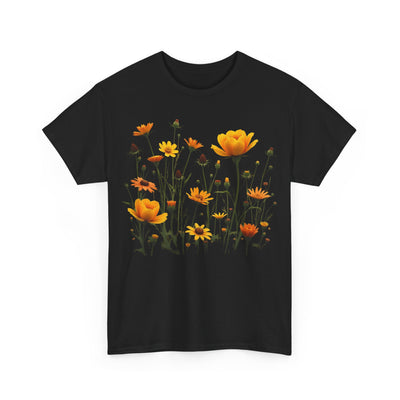 Wildflowers and Yellow Roses, Graphic T-Shirts for Women, Floral Shirt, Womens Short Sleeve, Ladies Graphic Tees #5011TTS