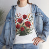 Wildflowers and Red Roses, Graphic T-Shirts for Women, Floral Shirt, Womens Short Sleeve, Ladies Graphic Tees #5129TTS