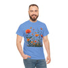 Wildflowers and Orange Roses, Graphic T-Shirts for Women, Floral Shirt, Womens Short Sleeve, Ladies Graphic Tees #5046TTS