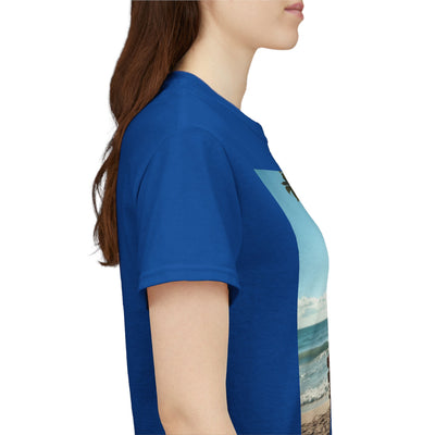 My Happy Place, Woman on Bench, Looking at Waves,Safe Place T-Shirt, Finding My Happy Place Top, Ocean Waves,#5003STS