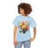 Wildflowers and Pink & Yellow Roses, Graphic T-Shirts for Women, Floral Shirt, Womens Short Sleeve, Ladies Graphic Tees #5136TTS