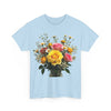 Wildflowers and Pink & Yellow Roses, Graphic T-Shirts for Women, Floral Shirt, Womens Short Sleeve, Ladies Graphic Tees #5143TTS