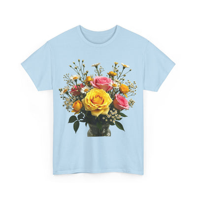 Wildflowers and Pink & Yellow Roses, Graphic T-Shirts for Women, Floral Shirt, Womens Short Sleeve, Ladies Graphic Tees #5143TTS