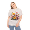 Wildflowers and Pink & Yellow Roses, Graphic T-Shirts for Women, Floral Shirt, Womens Short Sleeve, Ladies Graphic Tees #5147TTS