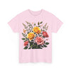 Wildflowers and Pink & Yellow Roses, Graphic T-Shirts for Women, Floral Shirt, Womens Short Sleeve, Ladies Graphic Tees #5149TTS