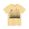 Wildflowers and White Roses, Graphic T-Shirts for Women, Floral Shirt, Womens Short Sleeve, Ladies Graphic Tees #5041TTS