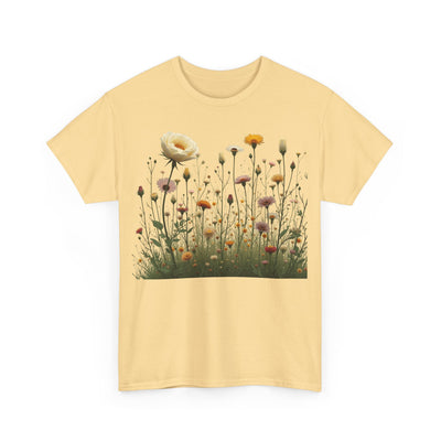 Wildflowers and White Roses, Graphic T-Shirts for Women, Floral Shirt, Womens Short Sleeve, Ladies Graphic Tees #5041TTS