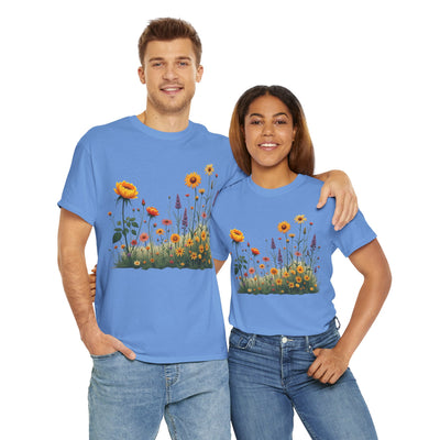 Wildflowers and Yellow Roses, Graphic T-Shirts for Women, Floral Shirt, Womens Short Sleeve, Ladies Graphic Tees #5028TTS