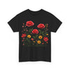 Wildflowers and Red Roses, Graphic T-Shirts for Women, Floral Shirt, Womens Short Sleeve, Ladies Graphic Tees #5034TTS
