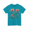 Wildflowers and Pink Roses, Graphic T-Shirts for Women, Floral Shirt, Womens Short Sleeve, Ladies Graphic Tees #5015TTS