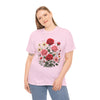 Wildflowers and Pink & Red Roses, Graphic T-Shirts for Women, Floral Shirt, Womens Short Sleeve, Ladies Graphic Tees #5134TTS