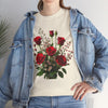 Wildflowers and Red Roses, Graphic T-Shirts for Women, Floral Shirt, Womens Short Sleeve, Ladies Graphic Tees #5130TTS