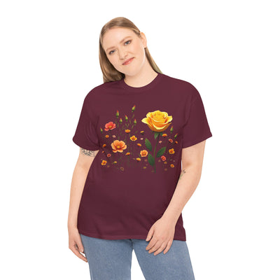 Wildflowers and a Yellow Rose, Graphic T-Shirts for Women, Floral Shirt, Womens Short Sleeve, Ladies Graphic Tees #5010TTS