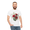 Wildflowers and Red Roses, Graphic T-Shirts for Women, Floral Shirt, Womens Short Sleeve, Ladies Graphic Tees #5127TTS