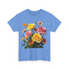 Wildflowers and Pink & Yellow Roses, Graphic T-Shirts for Women, Floral Shirt, Womens Short Sleeve, Ladies Graphic Tees #5148TTS
