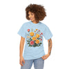 Wildflowers and Pink & Yellow Roses, Graphic T-Shirts for Women, Floral Shirt, Womens Short Sleeve, Ladies Graphic Tees #5137TTS