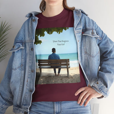 Have You Forgiven Your Ex?Man on Bench Looking at Waves, Forgiving T-Shirt, Forgiveness, Relationship Healing Top #5005STS