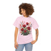 Wildflowers and Red Roses, Graphic T-Shirts for Women, Floral Shirt, Womens Short Sleeve, Ladies Graphic Tees #5129TTS