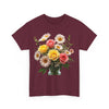 Wildflowers and Pink & Yellow Roses, Graphic T-Shirts for Women, Floral Shirt, Womens Short Sleeve, Ladies Graphic Tees #5136TTS