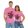 Wildflowers and Red Roses, Graphic T-Shirts for Women, Floral Shirt, Womens Short Sleeve, Ladies Graphic Tees #5131TTS