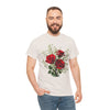 Wildflowers and Red Roses, Graphic T-Shirts for Women, Floral Shirt, Womens Short Sleeve, Ladies Graphic Tees #5127TTS