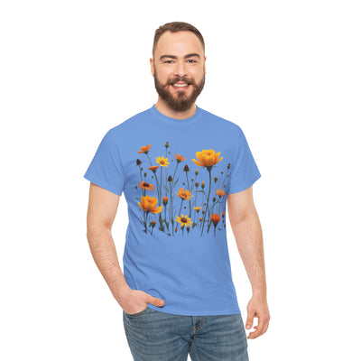 Wildflowers and Yellow Roses, Graphic T-Shirts for Women, Floral Shirt, Womens Short Sleeve, Ladies Graphic Tees #5011TTS