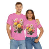 Wildflowers and Pink & Yellow Roses, Graphic T-Shirts for Women, Floral Shirt, Womens Short Sleeve, Ladies Graphic Tees #5136TTS