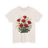 Wildflowers and Red Roses, Graphic T-Shirts for Women, Floral Shirt, Womens Short Sleeve, Ladies Graphic Tees #5128TTS