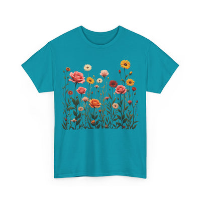 Wildflowers and Pink Roses, Graphic T-Shirts for Women, Floral Shirt, Womens Short Sleeve, Ladies Graphic Tees #5023TTS