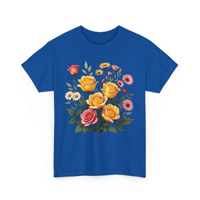 Wildflowers and Pink & Yellow Roses, Graphic T-Shirts for Women, Floral Shirt, Womens Short Sleeve, Ladies Graphic Tees #5137TTS