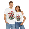 Wildflowers and Red Roses, Graphic T-Shirts for Women, Floral Shirt, Womens Short Sleeve, Ladies Graphic Tees #5128TTS