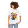 Wildflowers and Pink & Yellow Roses, Graphic T-Shirts for Women, Floral Shirt, Womens Short Sleeve, Ladies Graphic Tees #5138TTS