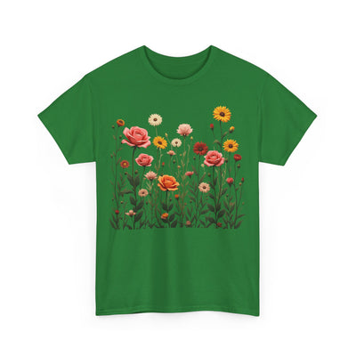 Wildflowers and Pink Roses, Graphic T-Shirts for Women, Floral Shirt, Womens Short Sleeve, Ladies Graphic Tees #5023TTS