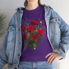 Wildflowers and Red Roses, Graphic T-Shirts for Women, Floral Shirt, Womens Short Sleeve, Ladies Graphic Tees #5131TTS