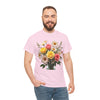 Wildflowers and Pink & Yellow Roses, Graphic T-Shirts for Women, Floral Shirt, Womens Short Sleeve, Ladies Graphic Tees #5136TTS