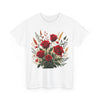 Wildflowers and Red Roses, Graphic T-Shirts for Women, Floral Shirt, Womens Short Sleeve, Ladies Graphic Tees #5129TTS