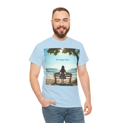 My Happy Place, Woman on Bench, Looking at Waves,Safe Place T-Shirt, Finding My Happy Place Top, Ocean Waves,#5003STS