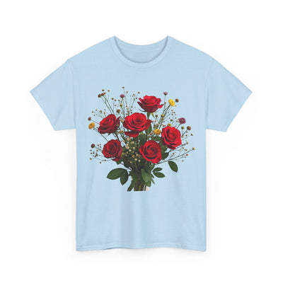 Wildflowers and Red Roses, Graphic T-Shirts for Women, Floral Shirt, Womens Short Sleeve, Ladies Graphic Tees #5131TTS