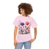 Wildflowers and Pink/Violet Roses, Graphic T-Shirts for Women, Floral Shirt, Womens Short Sleeve, Ladies Graphic Tees #5101TTS