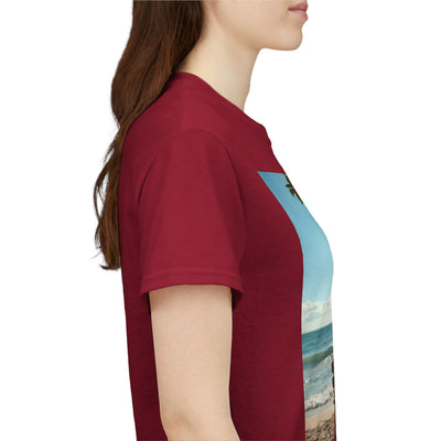 My Happy Place, Woman on Bench, Looking at Waves,Safe Place T-Shirt, Finding My Happy Place Top, Ocean Waves,#5003STS